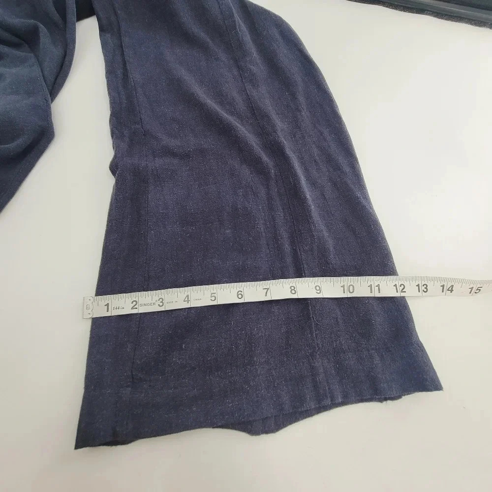 RHYTHM linen blend STEVIE WIDE LEG PANT BLUE size size 2 - Picture 9 of 10